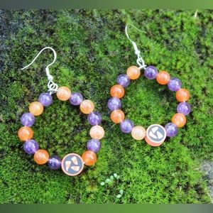 🍬 Candy Corn Halloween hoop earrings